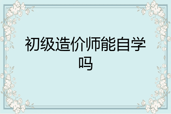 初级造价师能自学吗