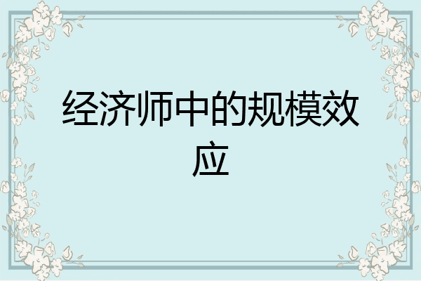 经济师中的规模效应