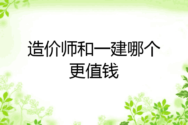 造价师和一建哪个更值钱
