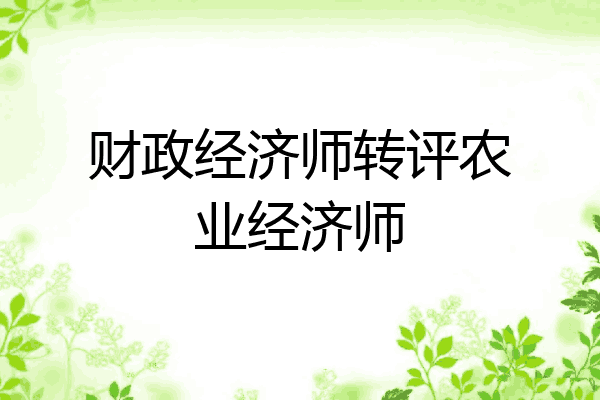 财政经济师转评农业经济师