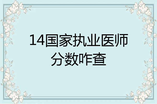 14国家执业医师分数咋查