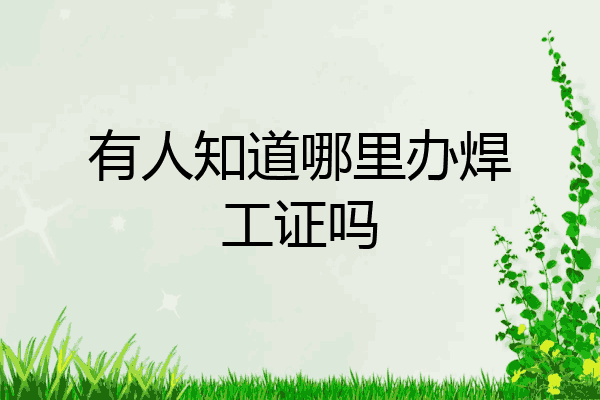 有人知道哪里办焊工证吗