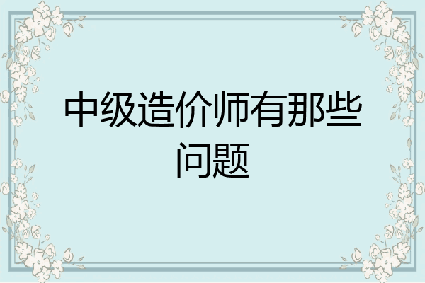 中级造价师有那些问题