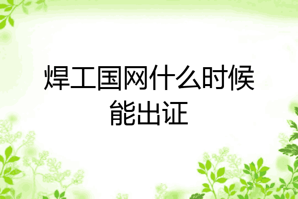 焊工国网什么时候能出证