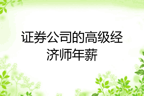 证券公司的高级经济师年薪