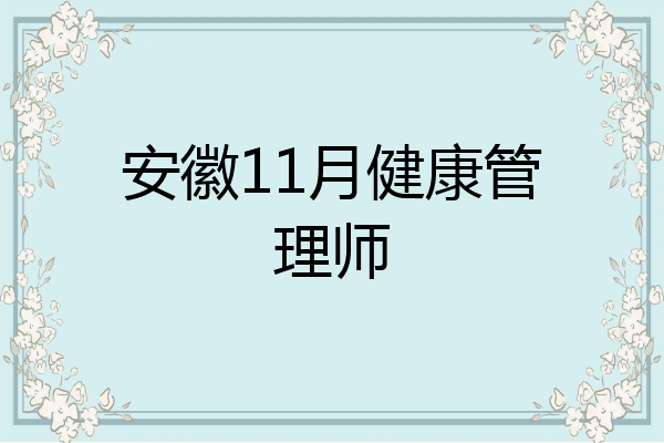 安徽11月健康管理师