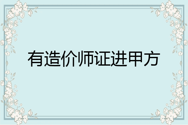 有造价师证进甲方