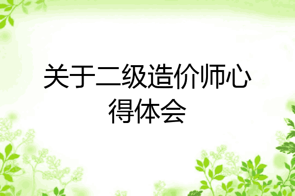 关于二级造价师心得体会