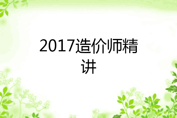2017造价师精讲