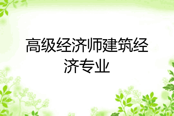 高级经济师建筑经济专业