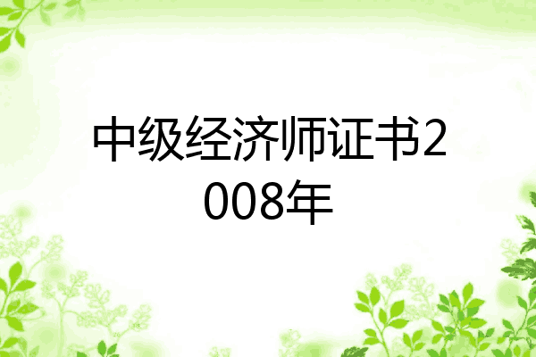 中级经济师证书2008年