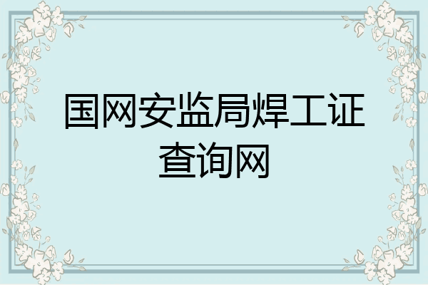 国网安监局焊工证查询网