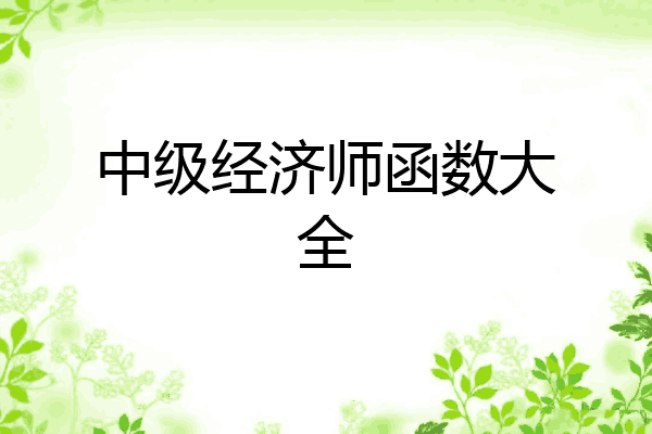 中级经济师函数大全