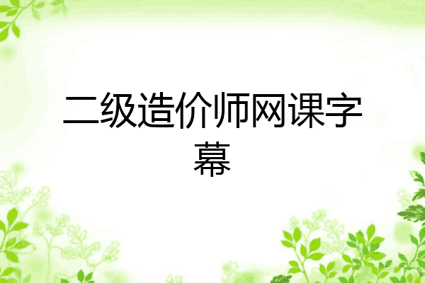 二级造价师网课字幕