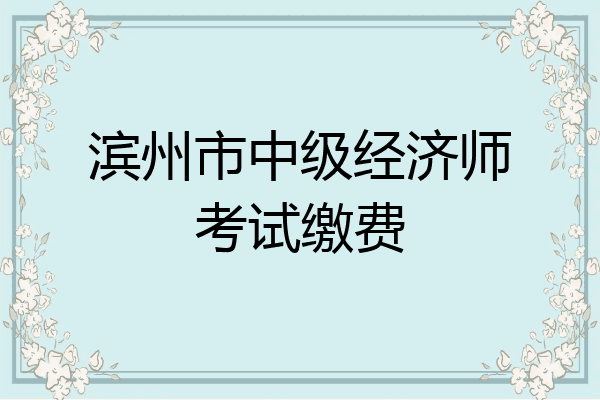 滨州市中级经济师考试缴费