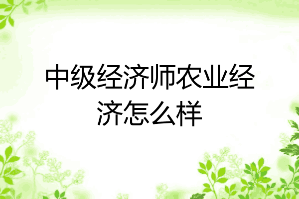 中级经济师农业经济怎么样