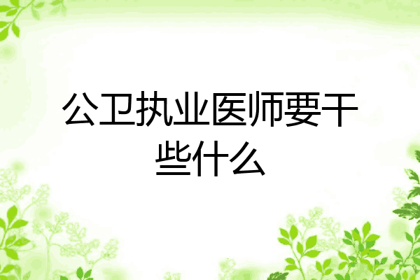 公卫执业医师要干些什么