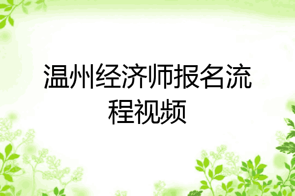 温州经济师报名流程视频