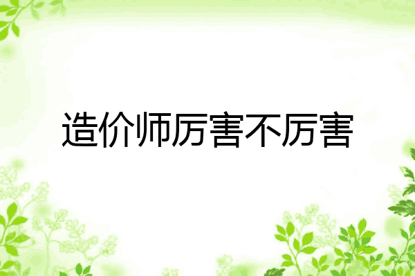 造价师厉害不厉害