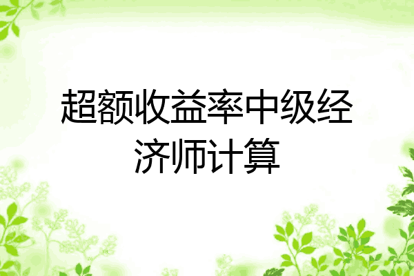 超额收益率中级经济师计算