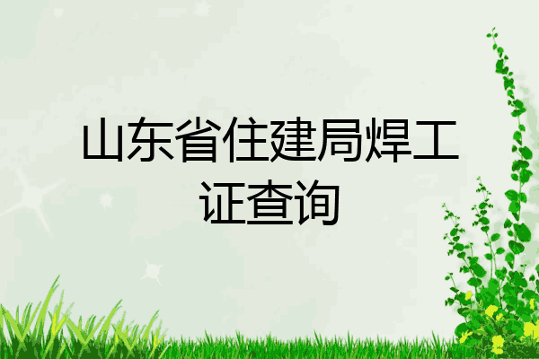 山东省住建局焊工证查询