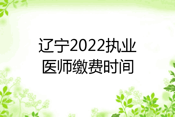 辽宁2022执业医师缴费时间