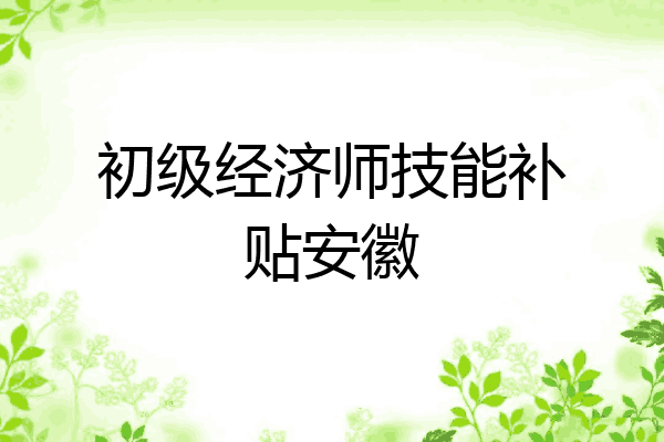 初级经济师技能补贴安徽
