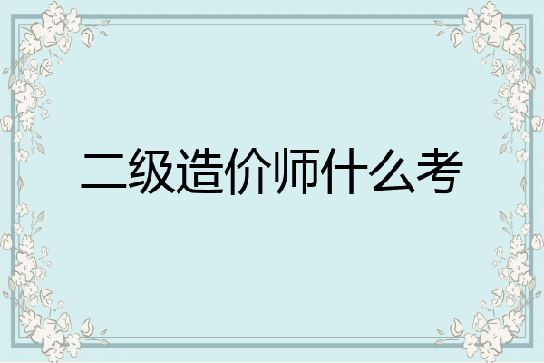 二级造价师什么考