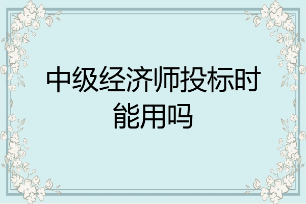中级经济师投标时能用吗