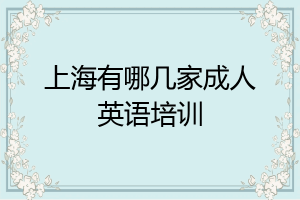 上海有哪几家成人英语培训