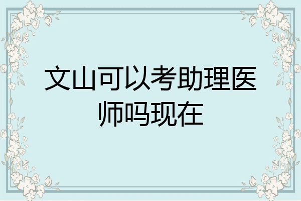 文山可以考助理医师吗现在