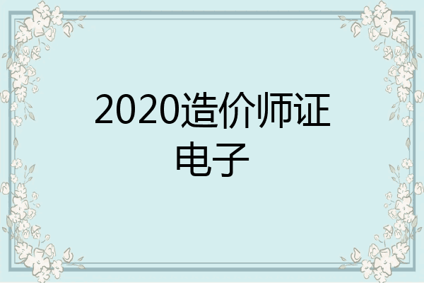 2020造价师证电子