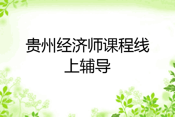 贵州经济师课程线上辅导