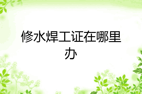 修水焊工证在哪里办
