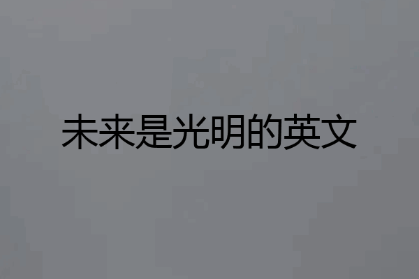 未来是光明的英文