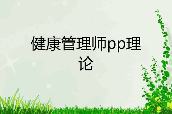 健康管理师pp理论