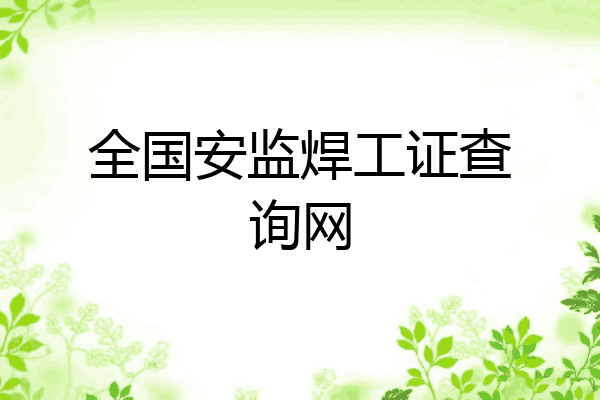 全国安监焊工证查询网