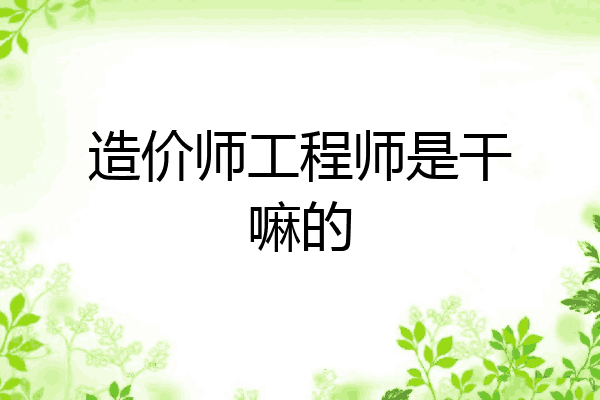 造价师工程师是干嘛的