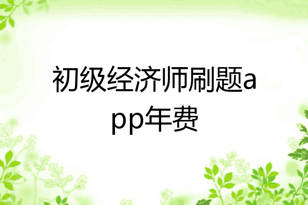 初级经济师刷题app年费