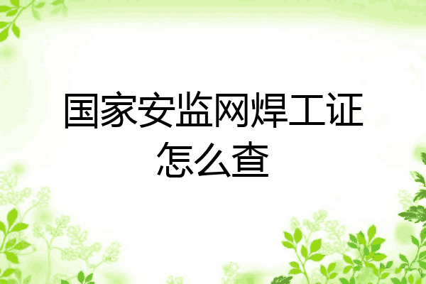 国家安监网焊工证怎么查