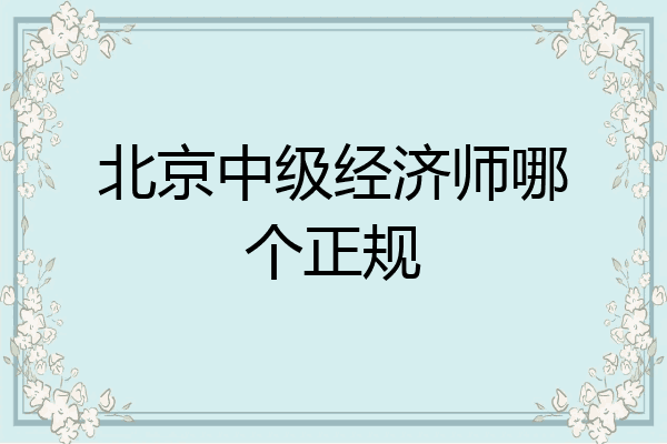 北京中级经济师哪个正规