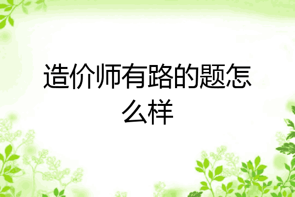 造价师有路的题怎么样