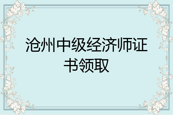 沧州中级经济师证书领取