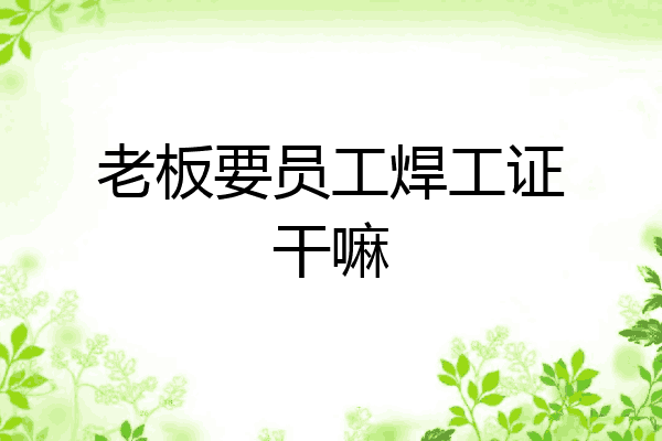 老板要员工焊工证干嘛