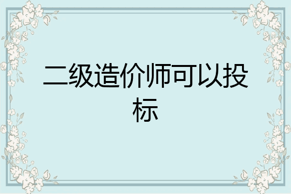 二级造价师可以投标