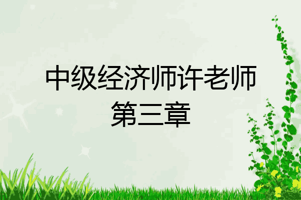 中级经济师许老师第三章