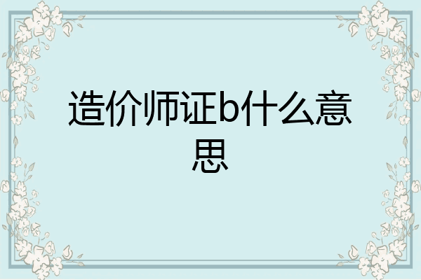 造价师证b什么意思