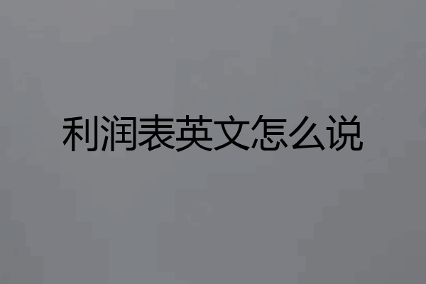 利润表英文怎么说