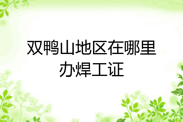 双鸭山地区在哪里办焊工证