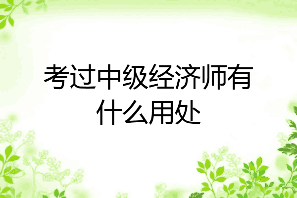 考过中级经济师有什么用处